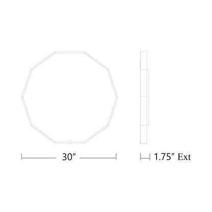 Deca LED Wall Mirror - line drawing.