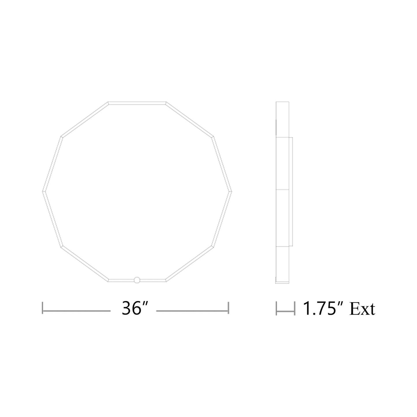 Deca LED Wall Mirror - line drawing.