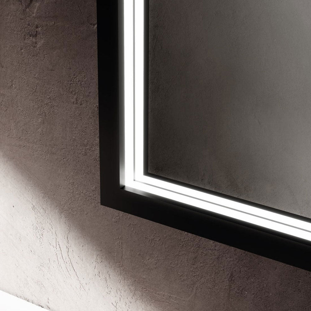 Dusk Rectangle LED Wall Mirror in Detail.