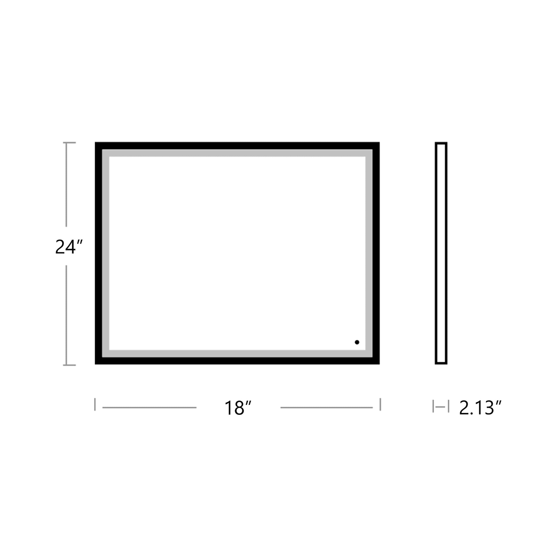 Dusk Rectangle LED Wall Mirror - line drawing.