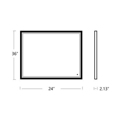 Dusk Rectangle LED Wall Mirror - line drawing.