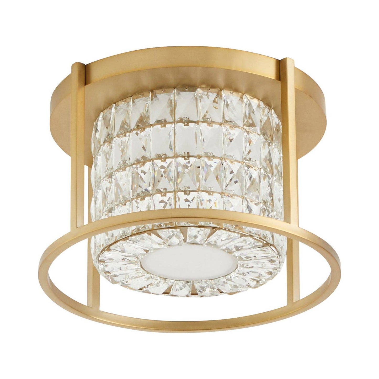 Élan LED Semi Flush Mount Ceiling Light in Aged Brass.