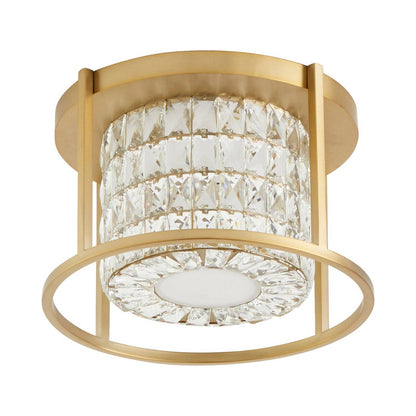 Élan LED Semi Flush Mount Ceiling Light in Aged Brass.