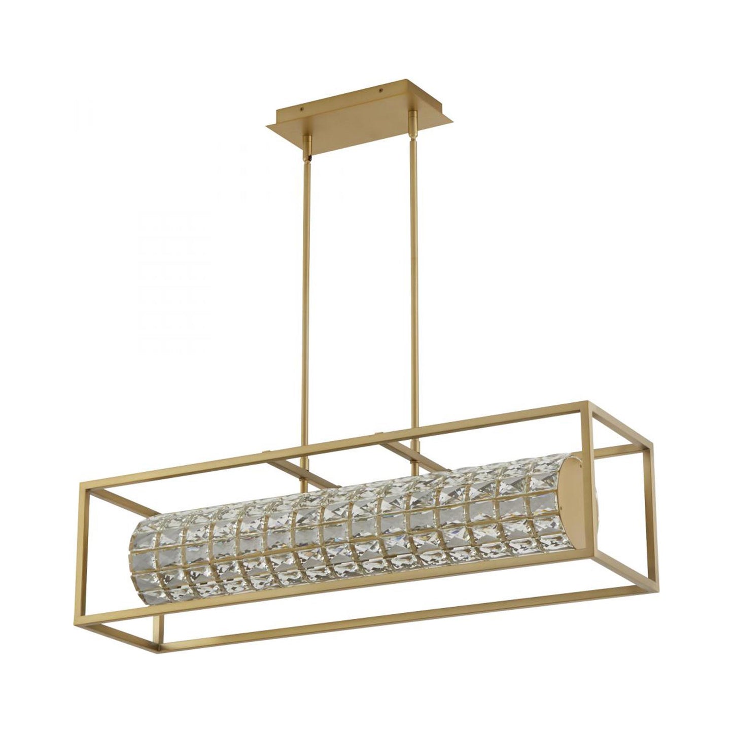 Élan Linear LED Pendant Light in Aged Brass.