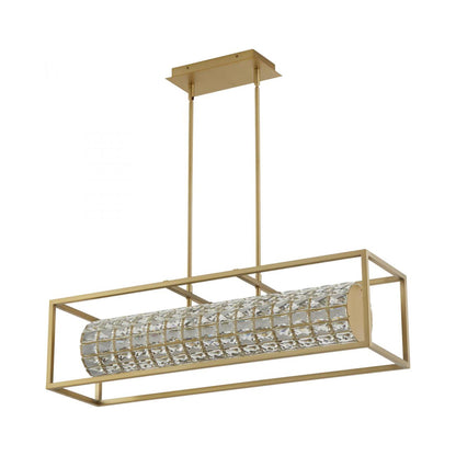 Élan Linear LED Pendant Light in Aged Brass.