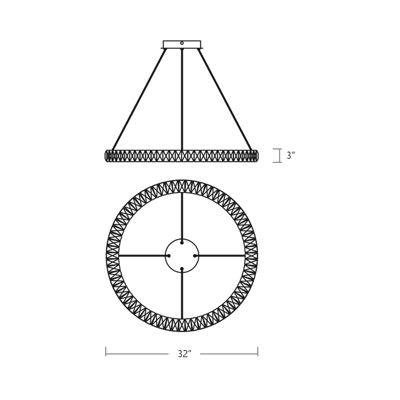 Élan Ring LED Pendant Light - line drawing.
