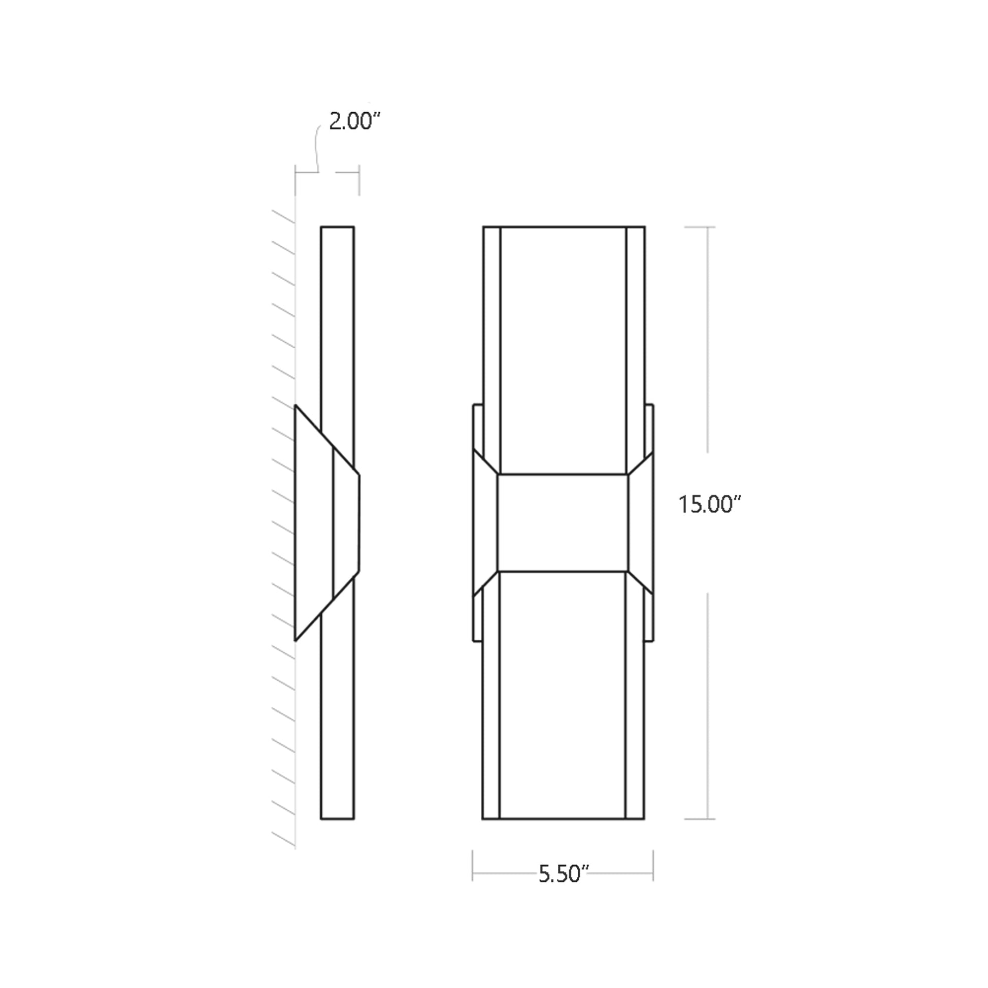 Esprit Outdoor LED Wall Light - line drawing.
