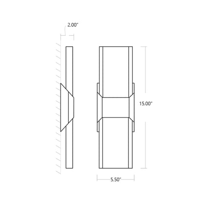 Esprit Outdoor LED Wall Light - line drawing.