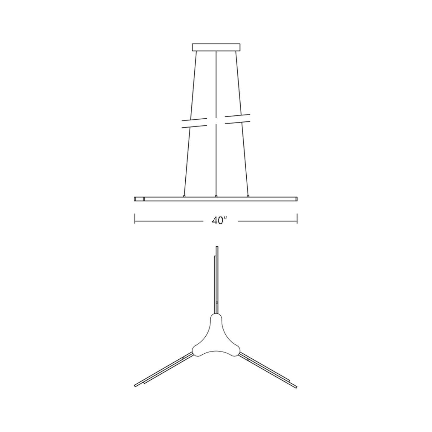 Estrella LED Pendant Light - line drawing.