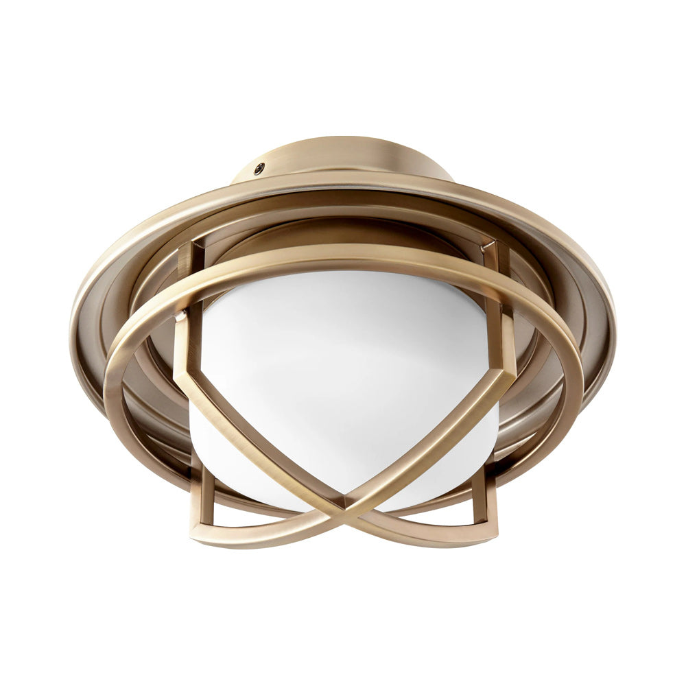 Fleet LED Cage Fan Light Kit in Aged Brass.