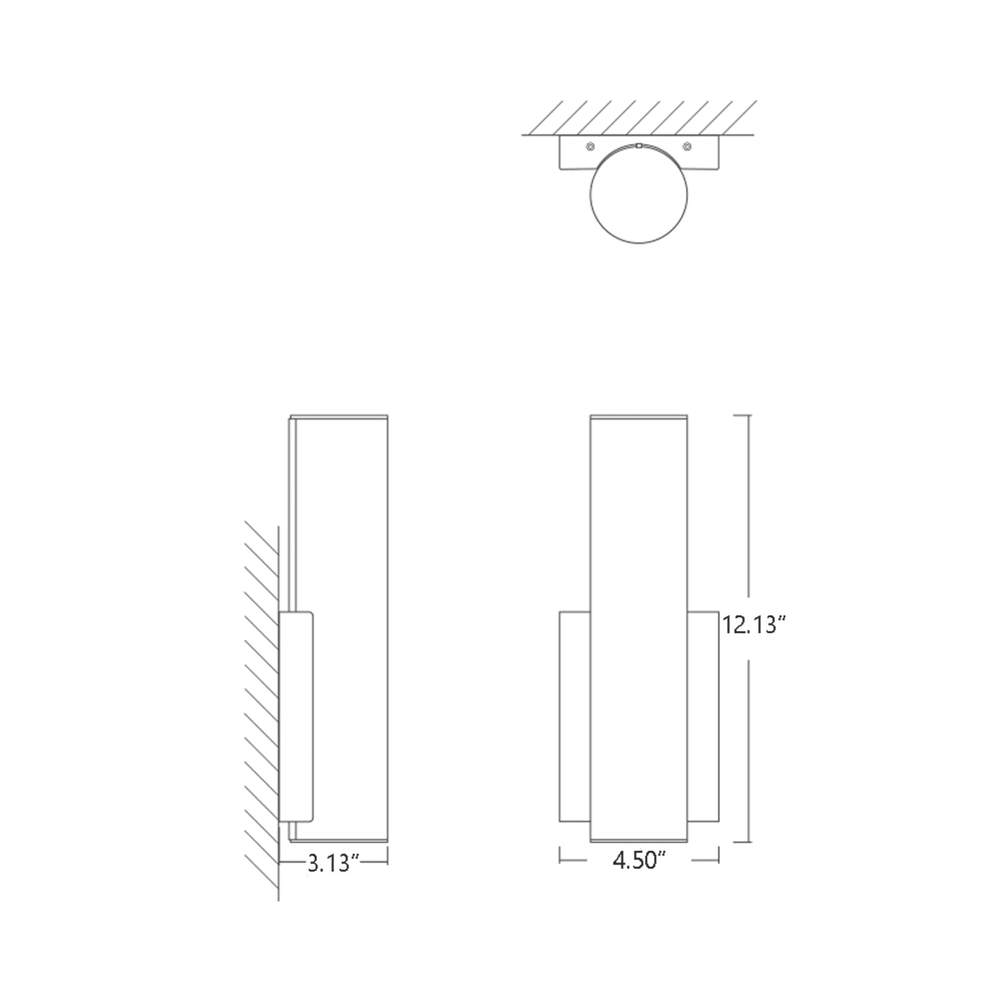Fugit LED Wall Light - line drawing.