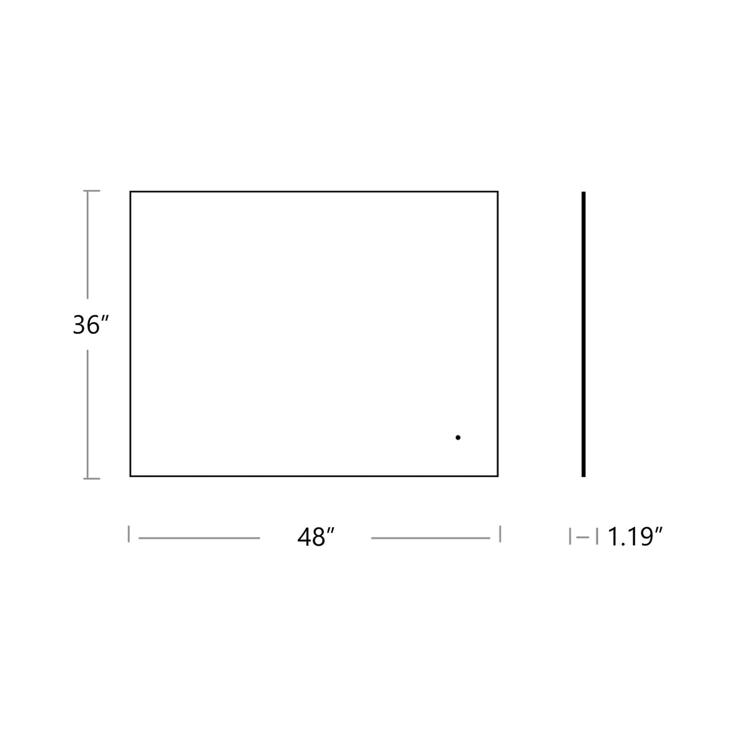 Galaxy Rectangle LED Wall Mirror - line drawing.