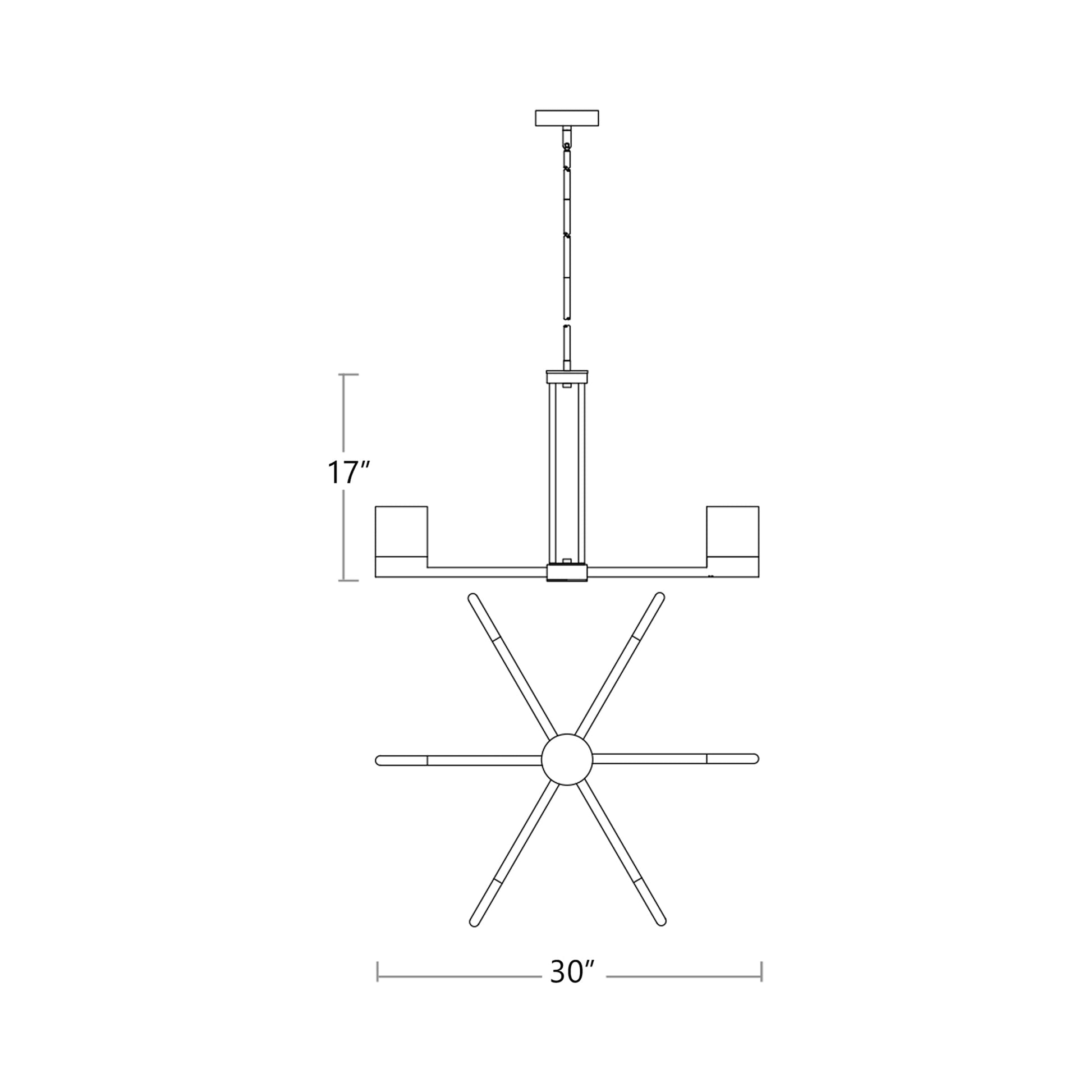Gamma LED Chandelier - line drawing.