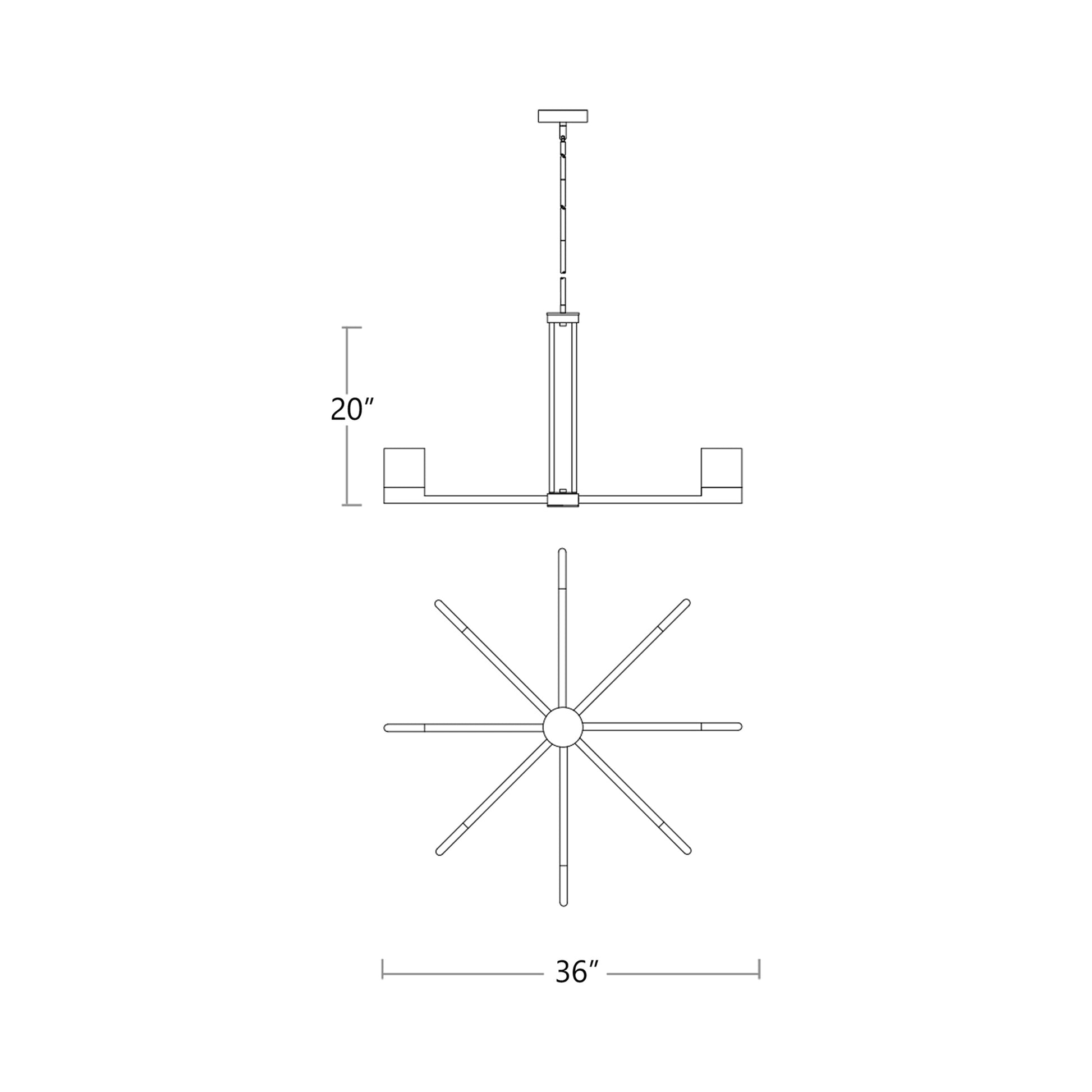 Gamma LED Chandelier - line drawing.