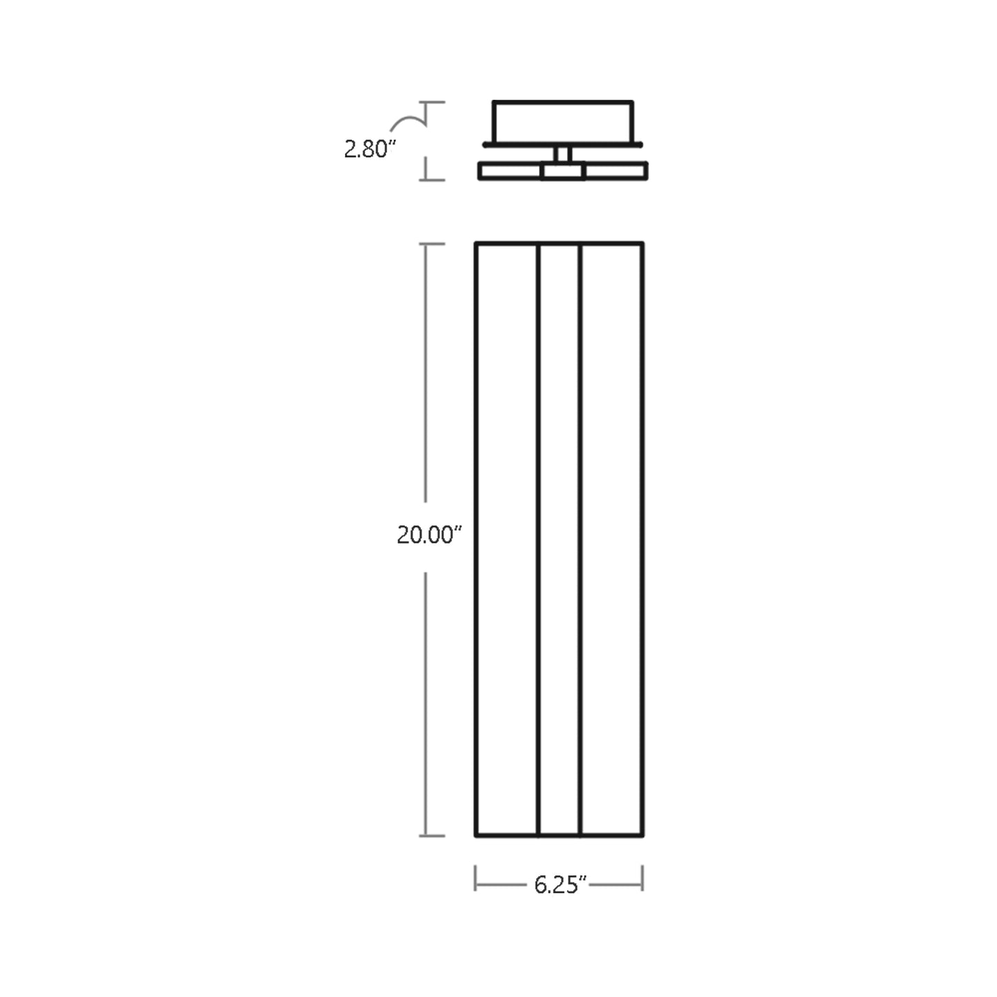 Landon LED Wall Light - line drawing.
