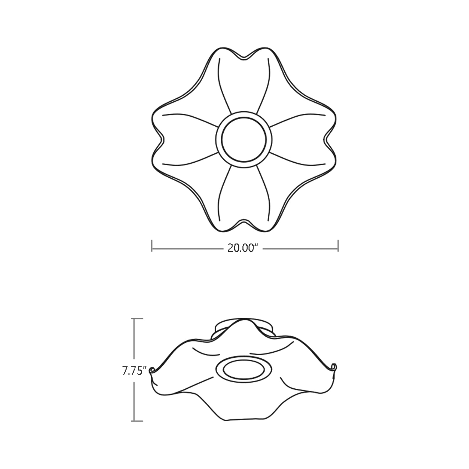 Medusa LED Flush Mount Ceiling Light - line drawing.