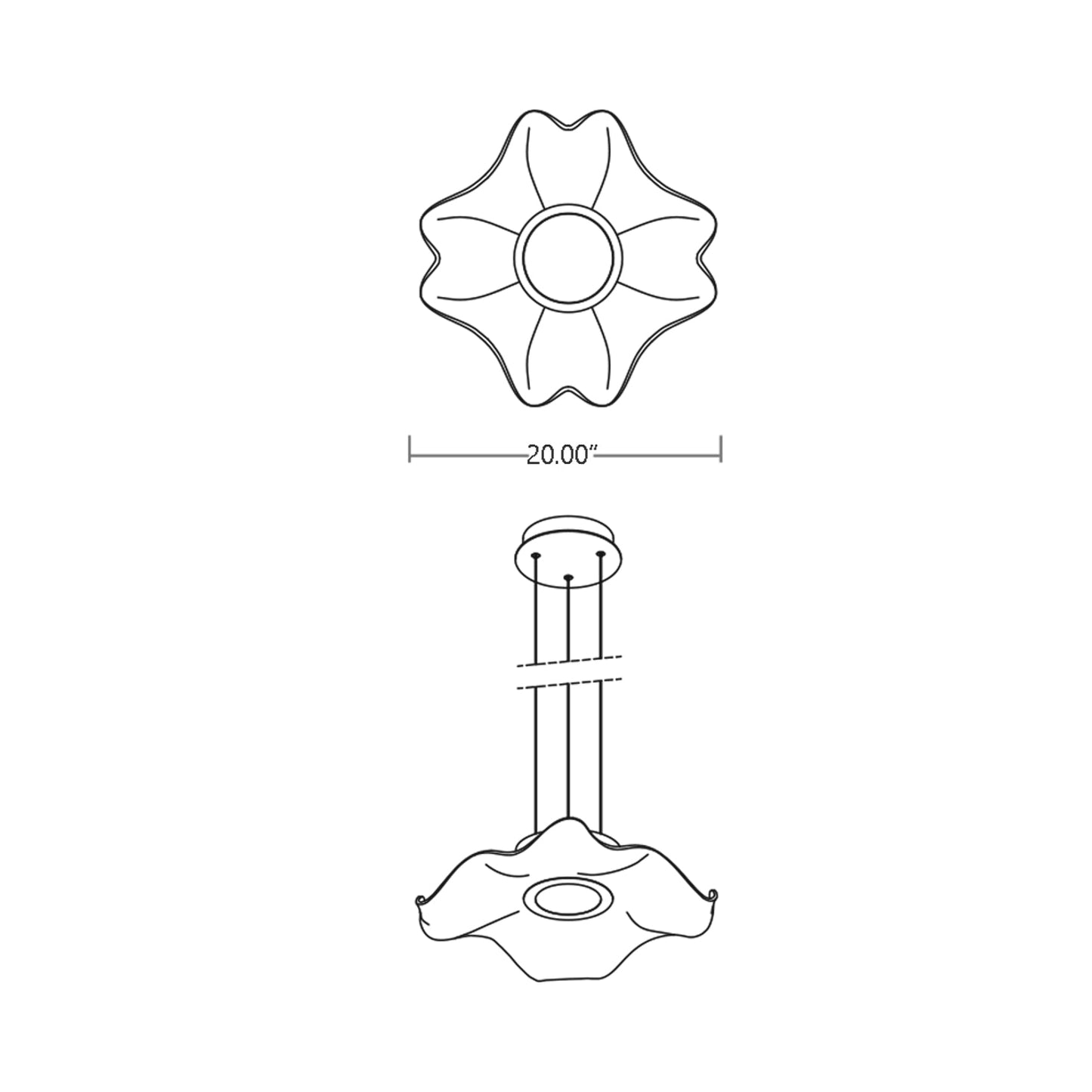 Medusa LED Pendant Light - line drawing.