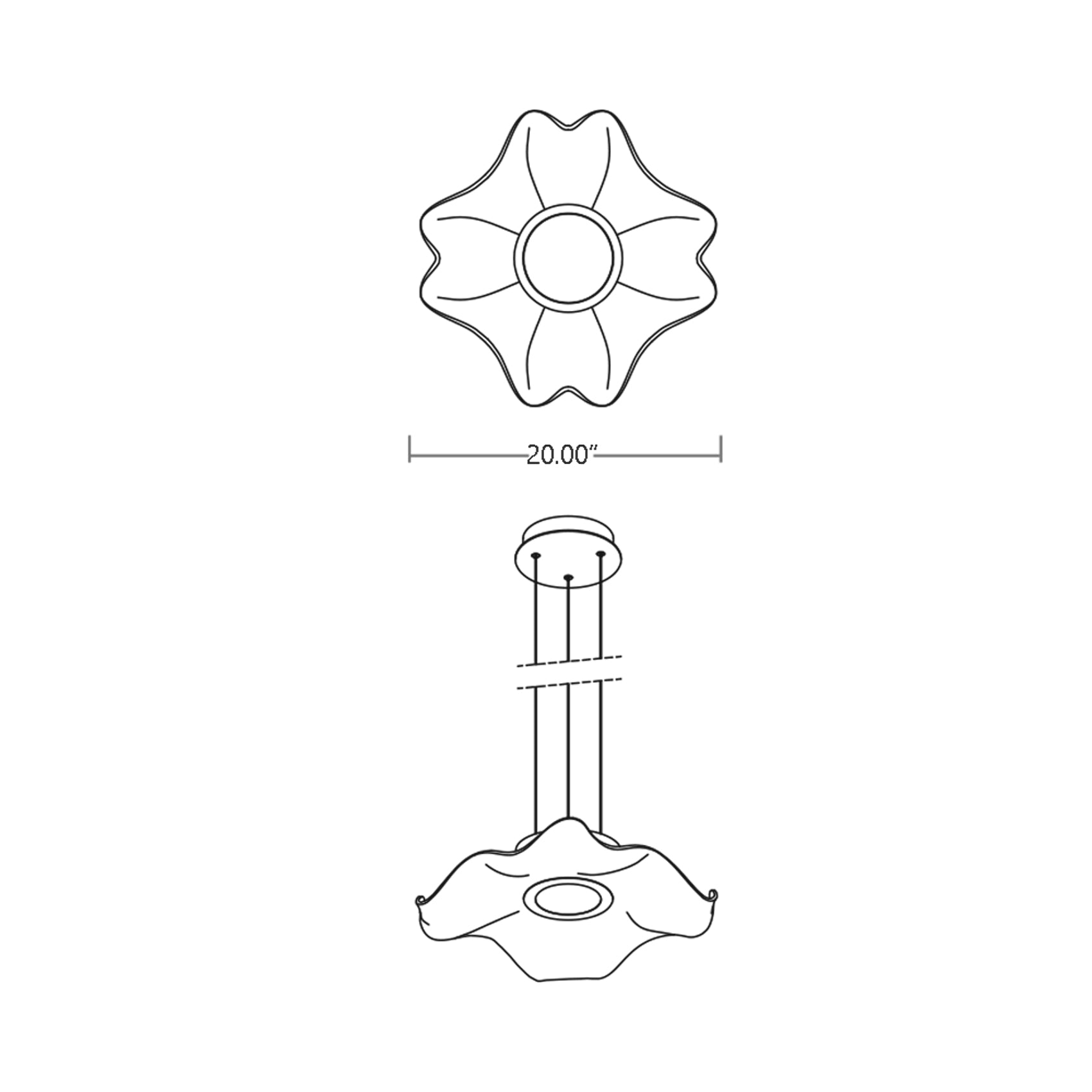 Medusa LED Pendant Light - line drawing.