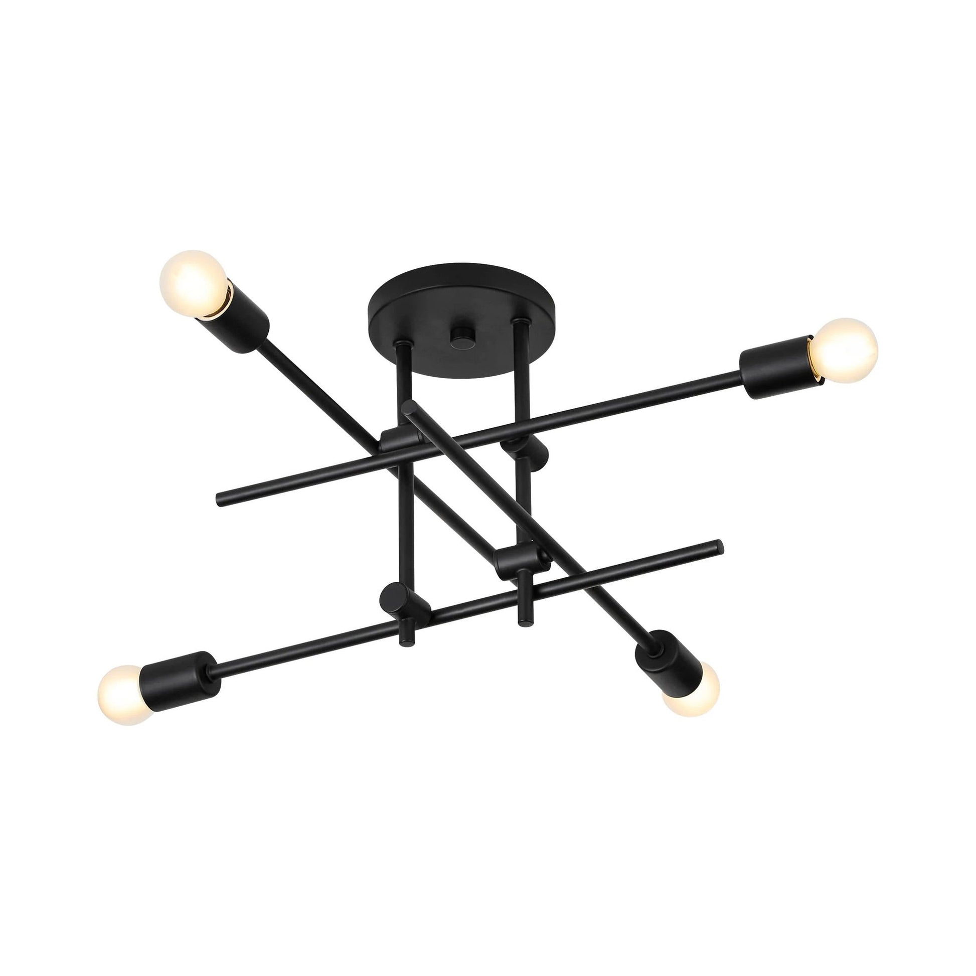 Mika Semi Flush Mount Ceiling Light in Black.