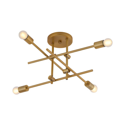 Mika Semi Flush Mount Ceiling Light in Brushed Brass.