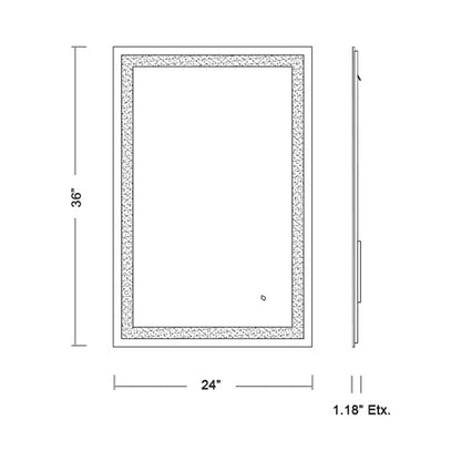Mimic Rectangle LED Wall Mirror - line drawing.