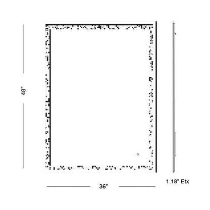 Mimic Rectangle LED Wall Mirror - line drawing.