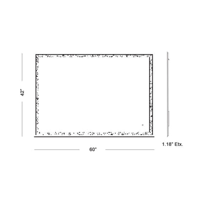 Mimic Rectangle LED Wall Mirror - line drawing.