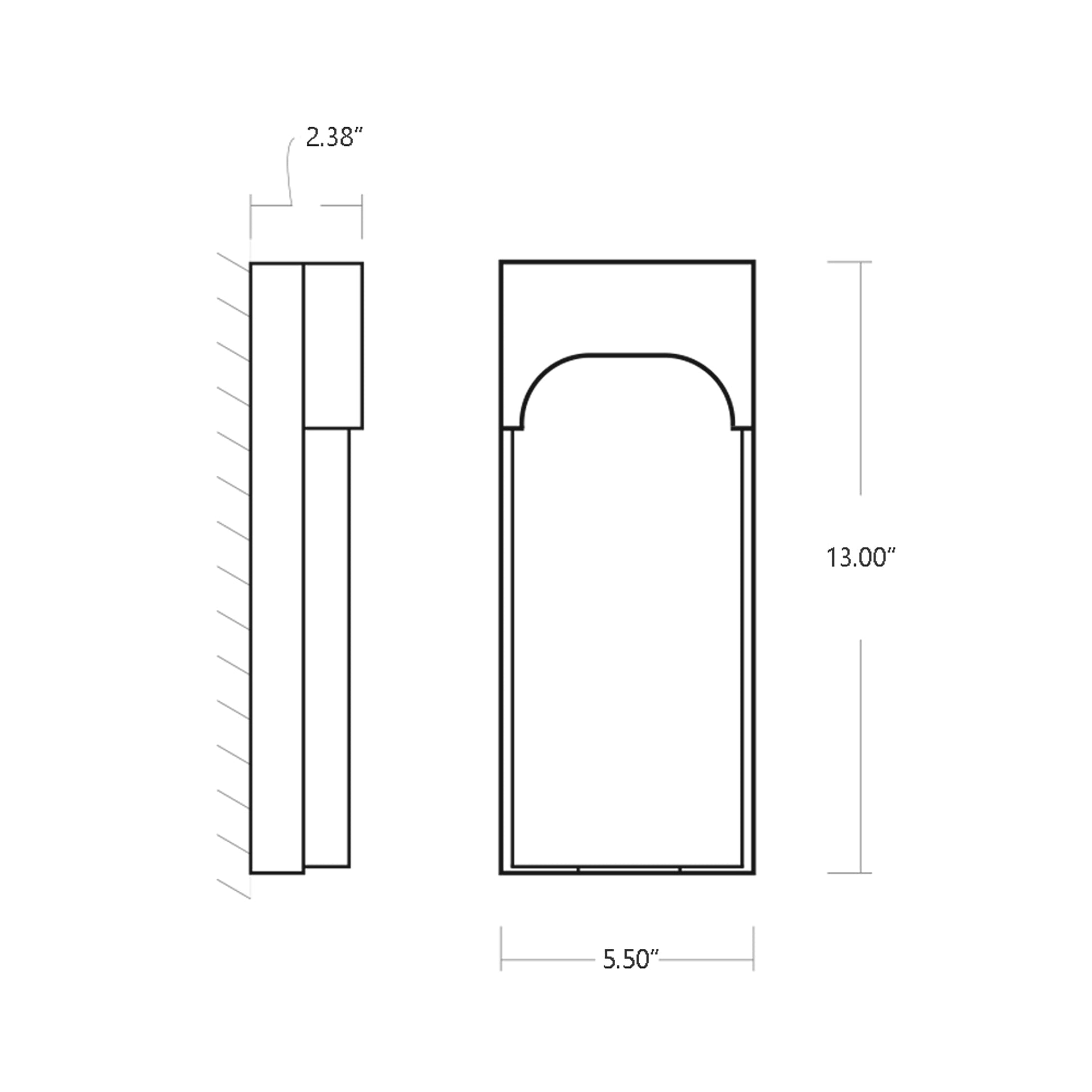 Nitro Outdoor LED Wall Light - line drawing.