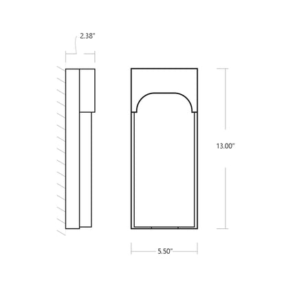 Nitro Outdoor LED Wall Light - line drawing.