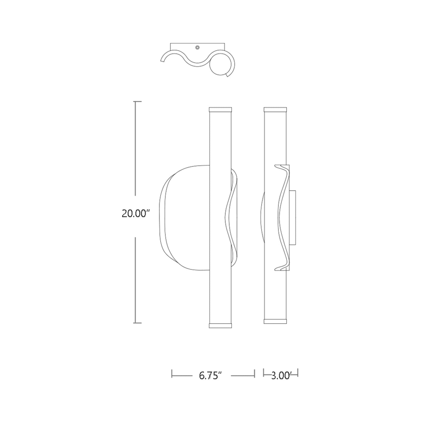 Ola LED Wall Light - line drawing.