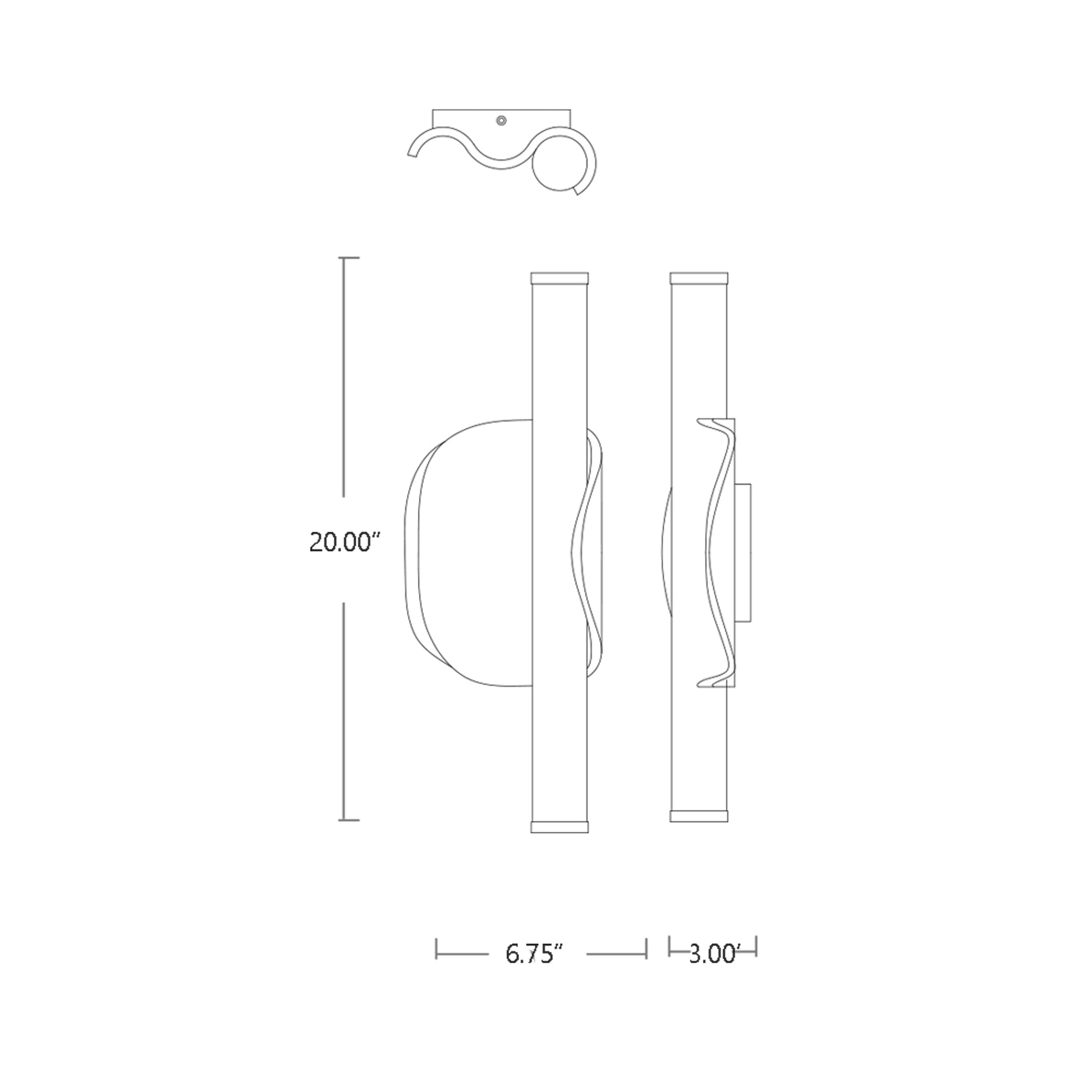 Ola LED Wall Light - line drawing.