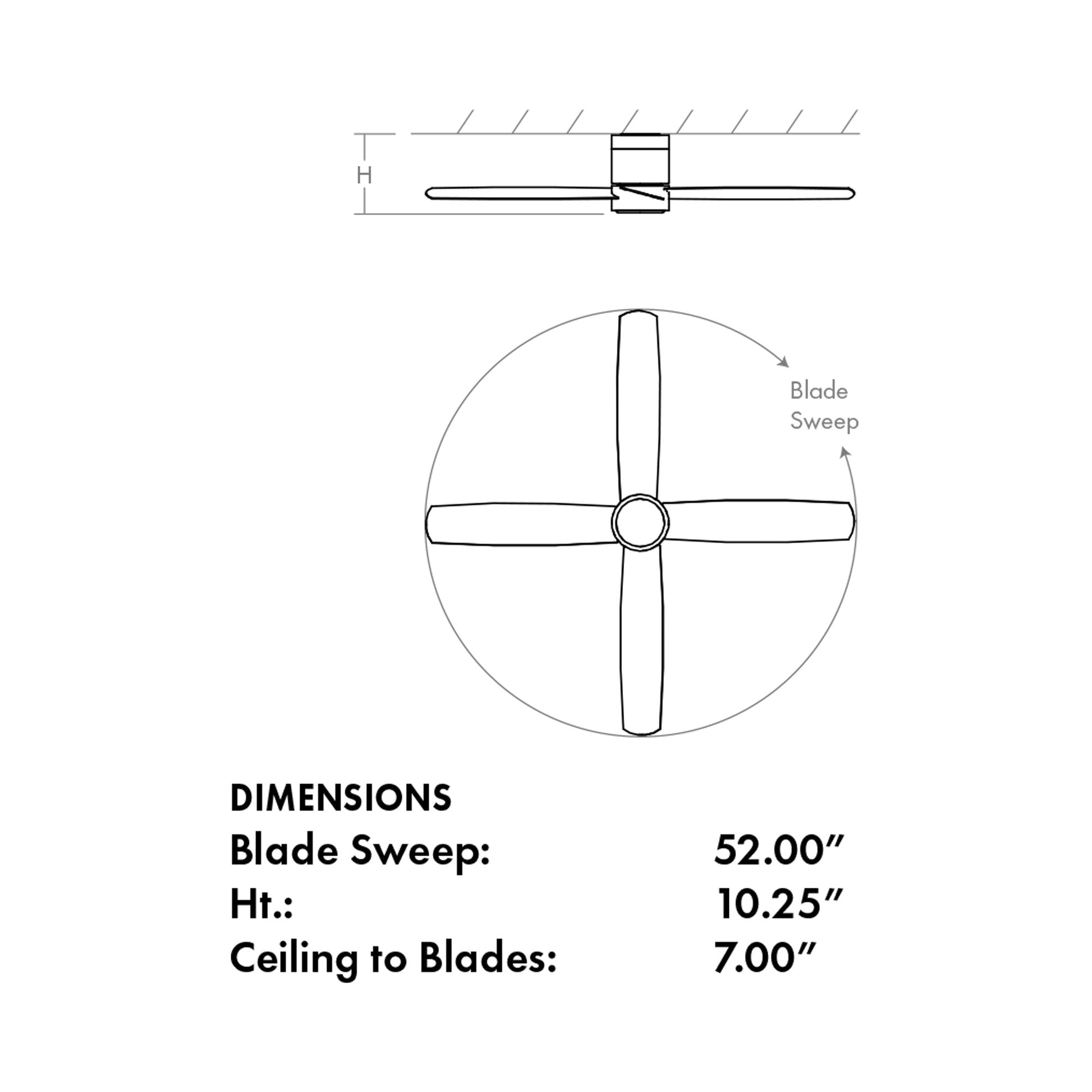 Oslo Flush Mount Ceiling Light - line drawing.