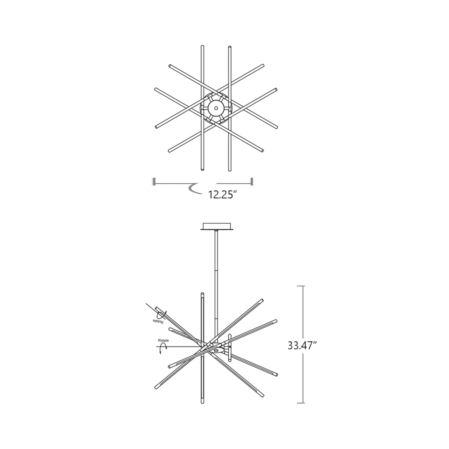Palillos LED Multi Light Pendant Light - line drawing.