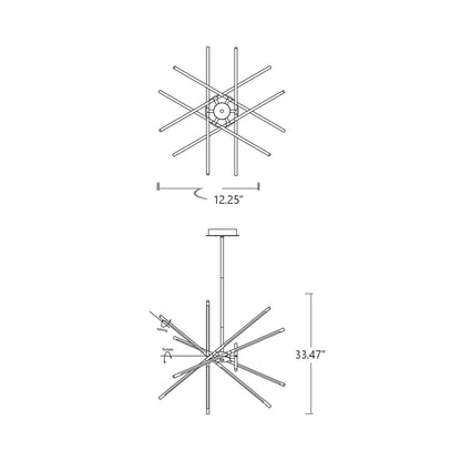 Palillos LED Multi Light Pendant Light - line drawing.