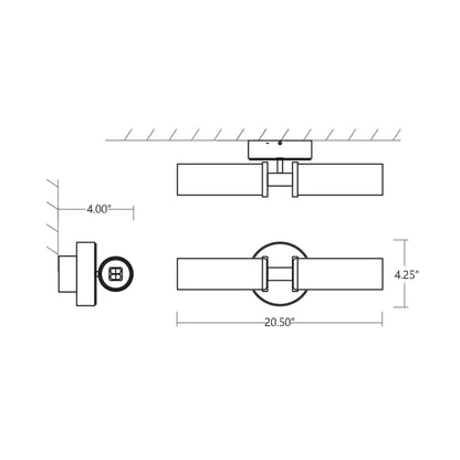 Pebble Bath Vanity Light - line drawing.