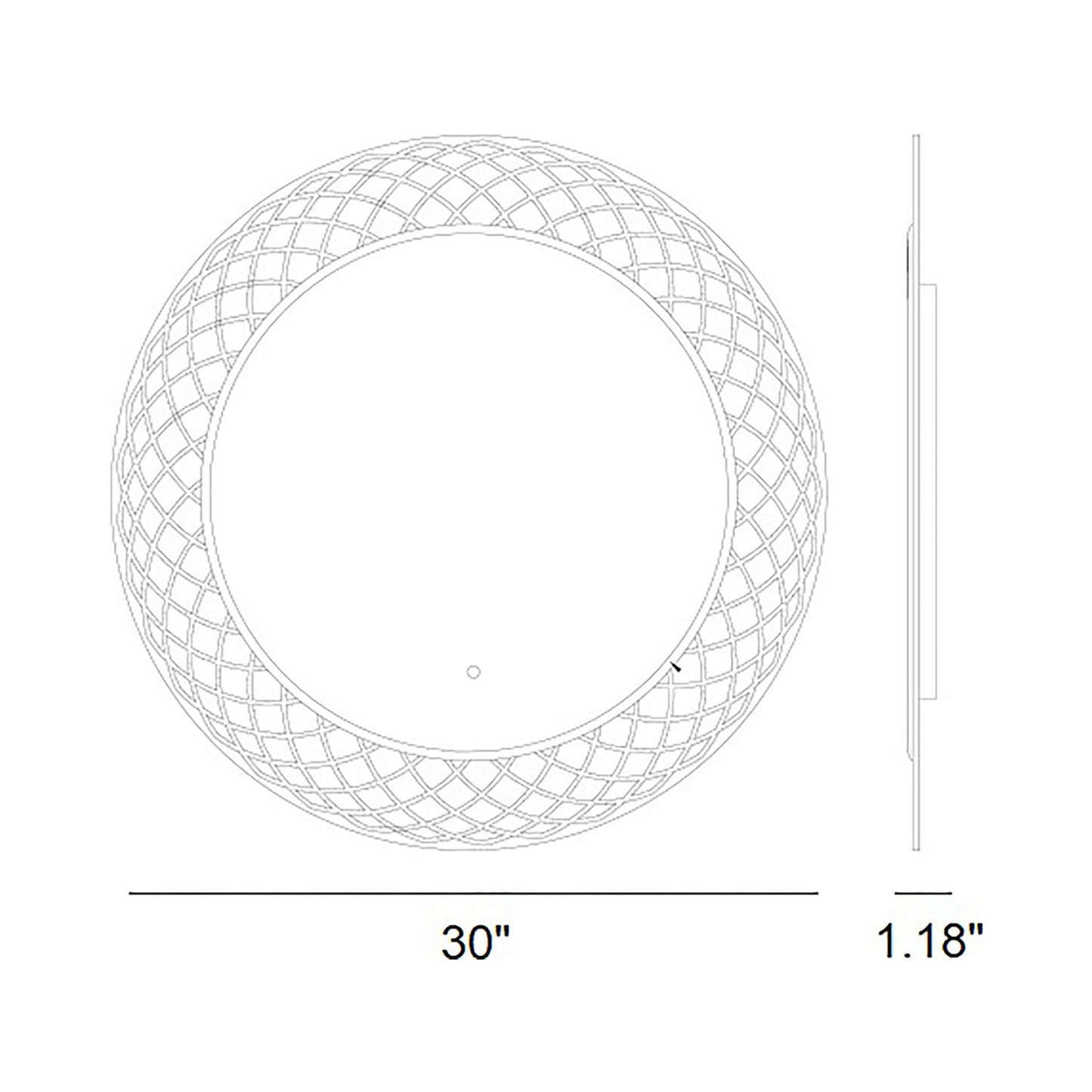 Perla LED Wall Mirror - line drawing.