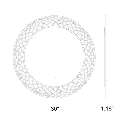 Perla LED Wall Mirror - line drawing.