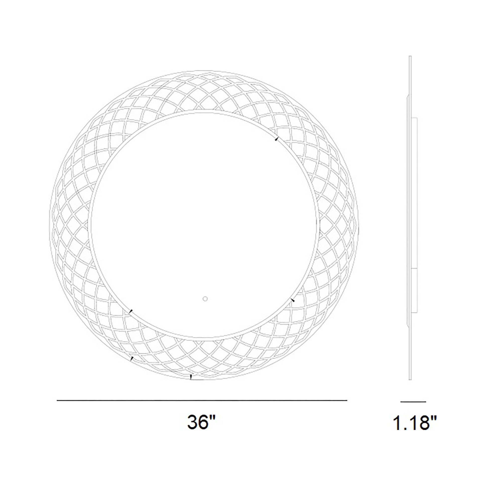 Perla LED Wall Mirror - line drawing.