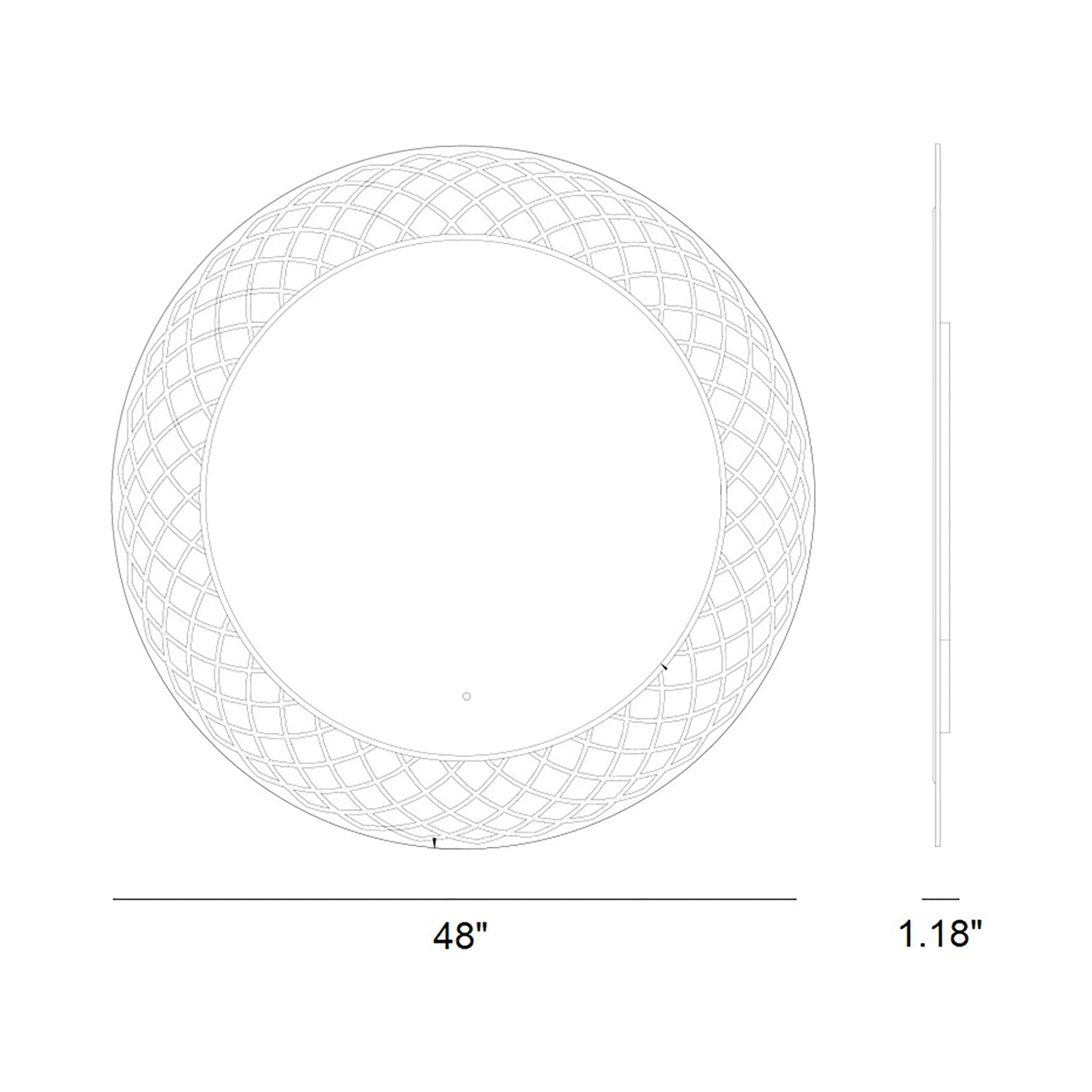 Perla LED Wall Mirror - line drawing.