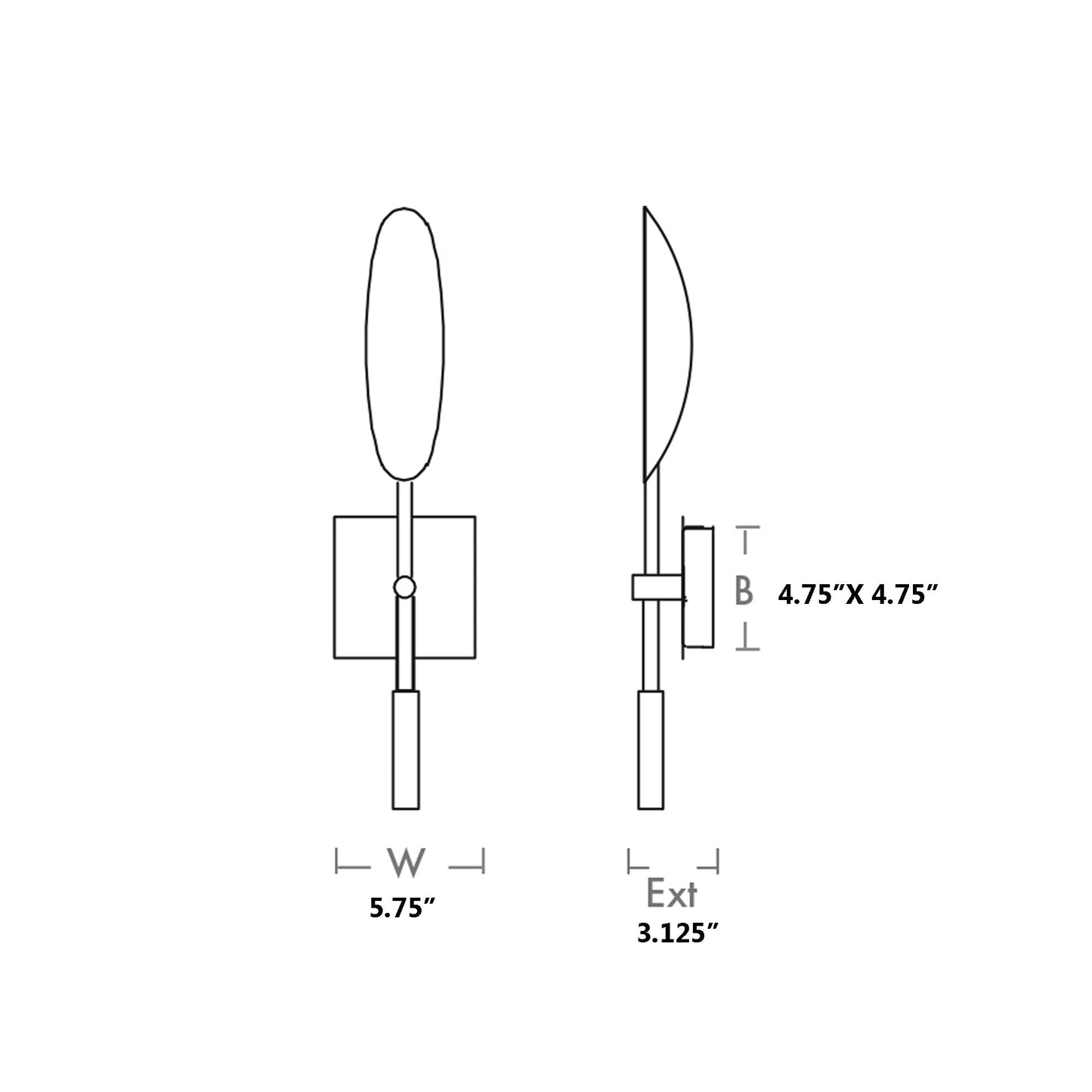 Pivot Vertical LED Wall Light - line drawing.