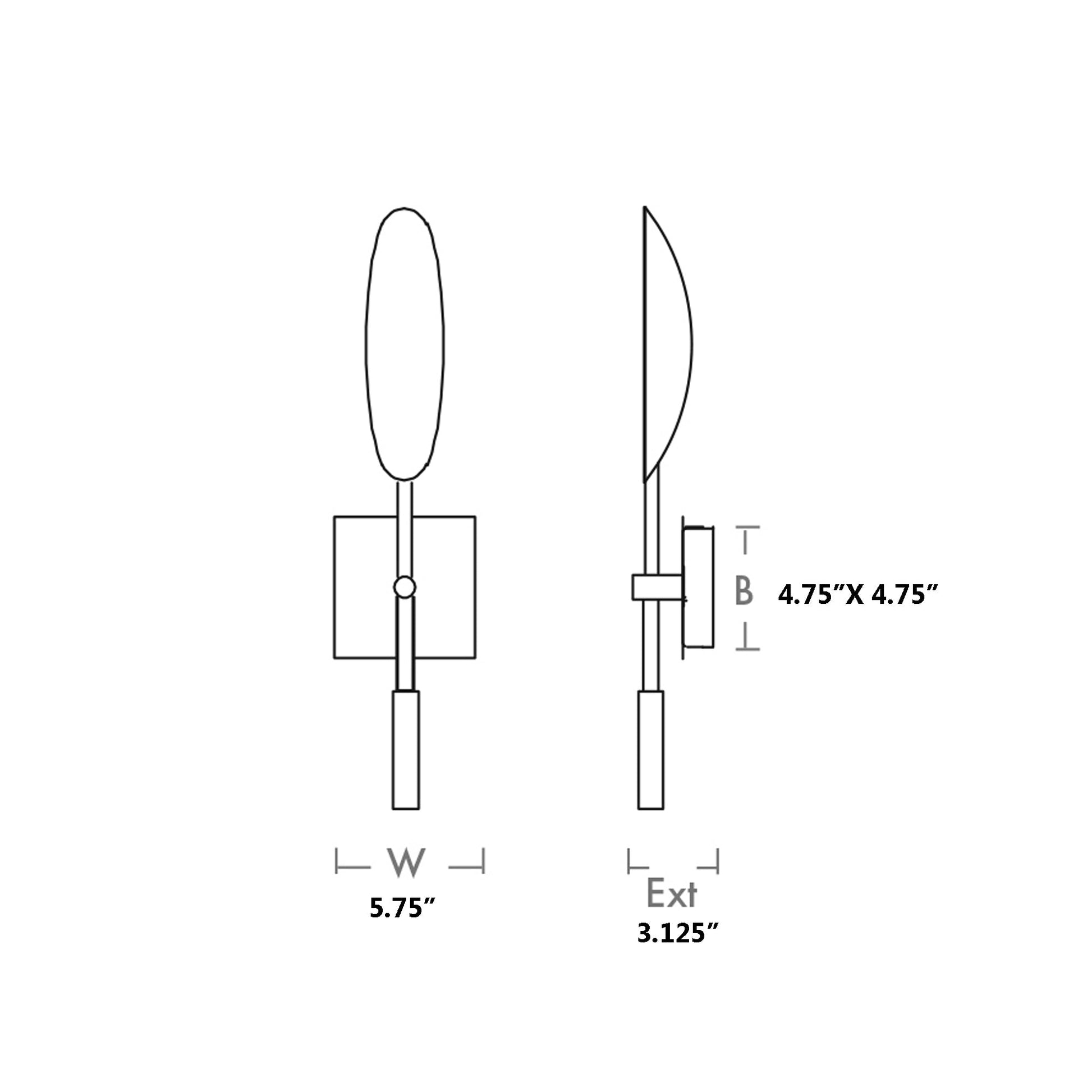 Pivot Vertical LED Wall Light - line drawing.
