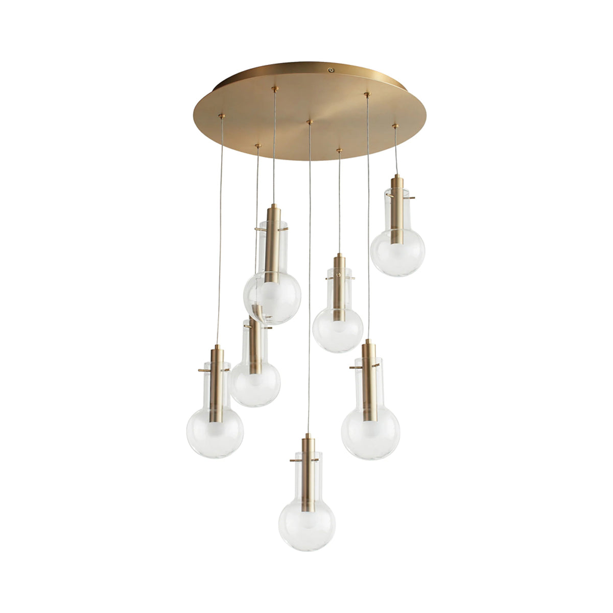 Primo LED Pendant Light in Aged Brass.