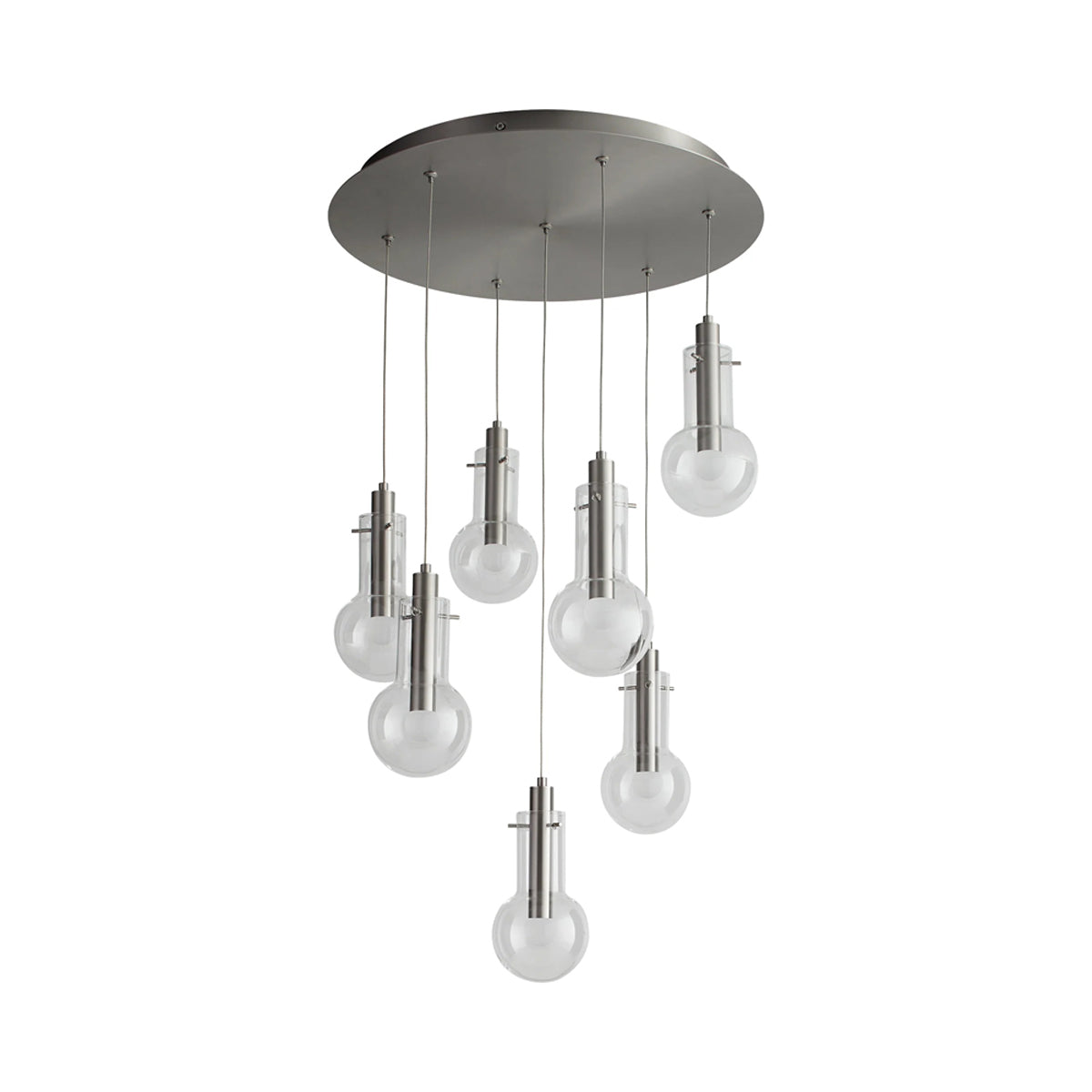 Primo LED Pendant Light in Satin Nickel.