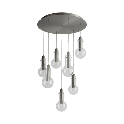 Primo LED Pendant Light in Satin Nickel.