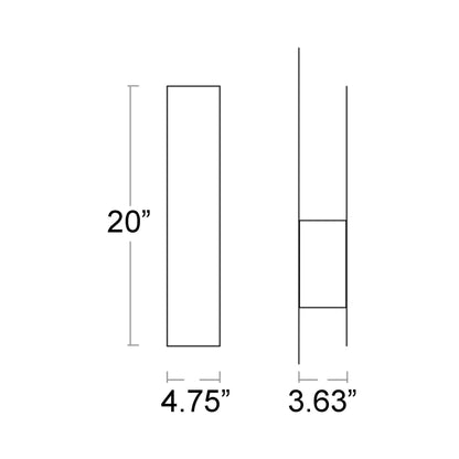Reflex Outdoor LED Wall Light - line drawing.