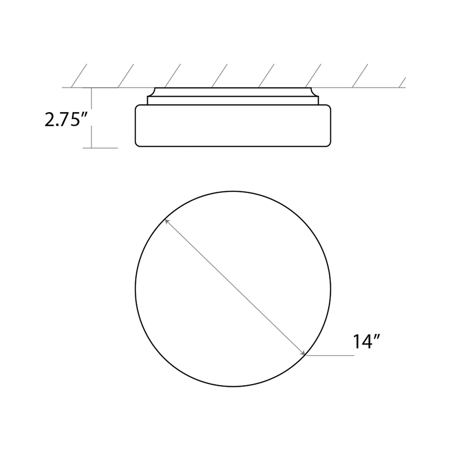 Rhythm Ceiling / Wall Light - line drawing.
