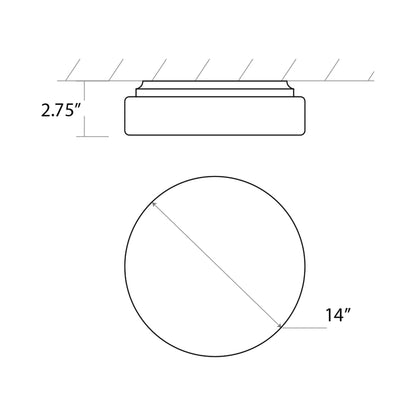 Rhythm Ceiling / Wall Light - line drawing.