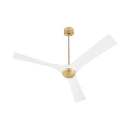 Ridley Ceiling Fan in Aged Brass/White.