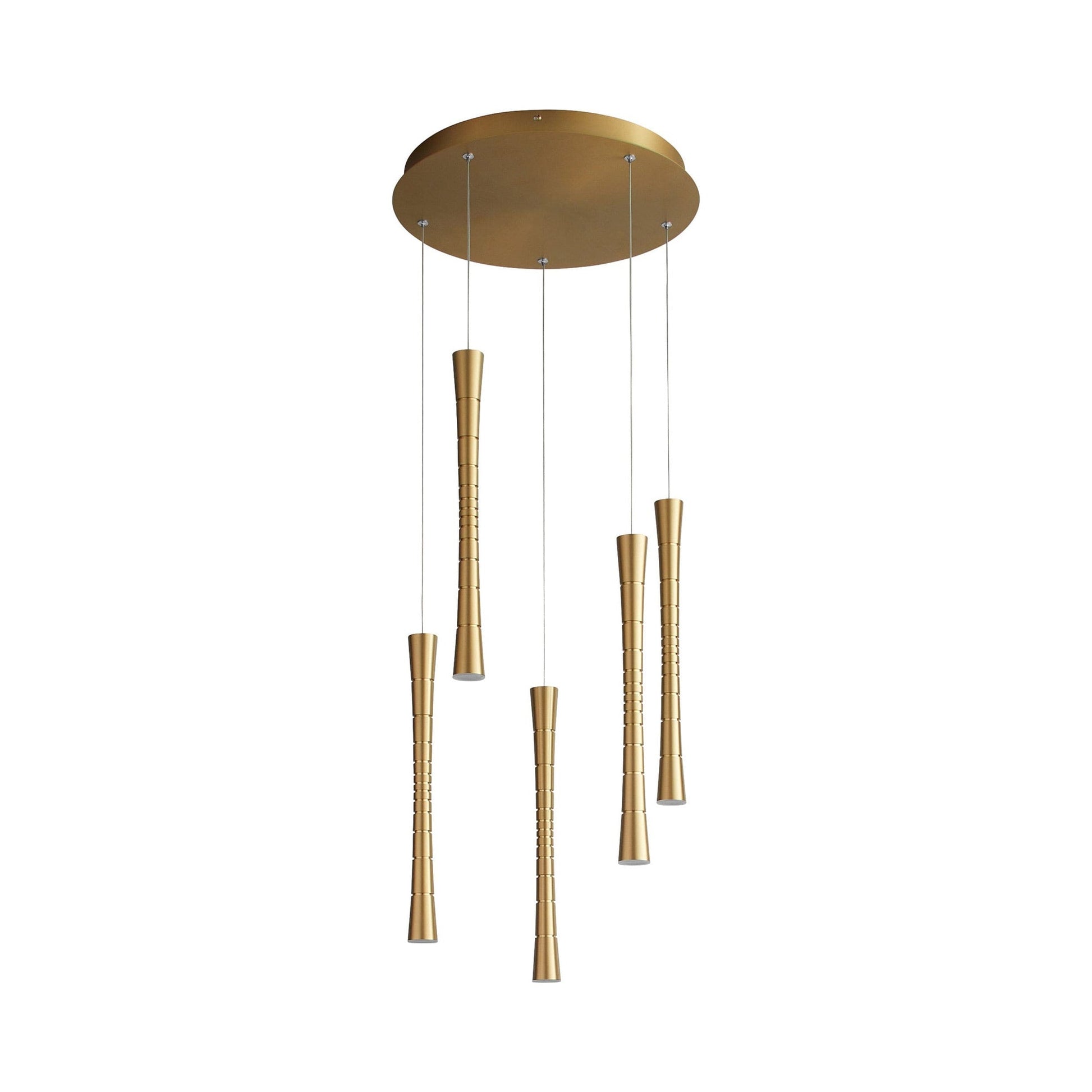 Sabre LED Multi Light Pendant Light in Aged Brass.