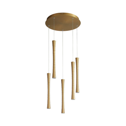 Sabre LED Multi Light Pendant Light in Aged Brass.